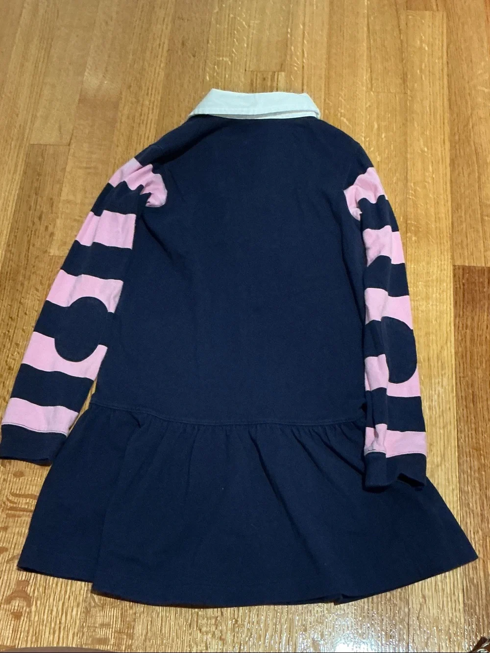 Ralph Lauren Navy Dress with Pink Striped Sleeves